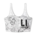 Newspaper Print Sports Bra — 'Lockin' Graphic Crop Activewear