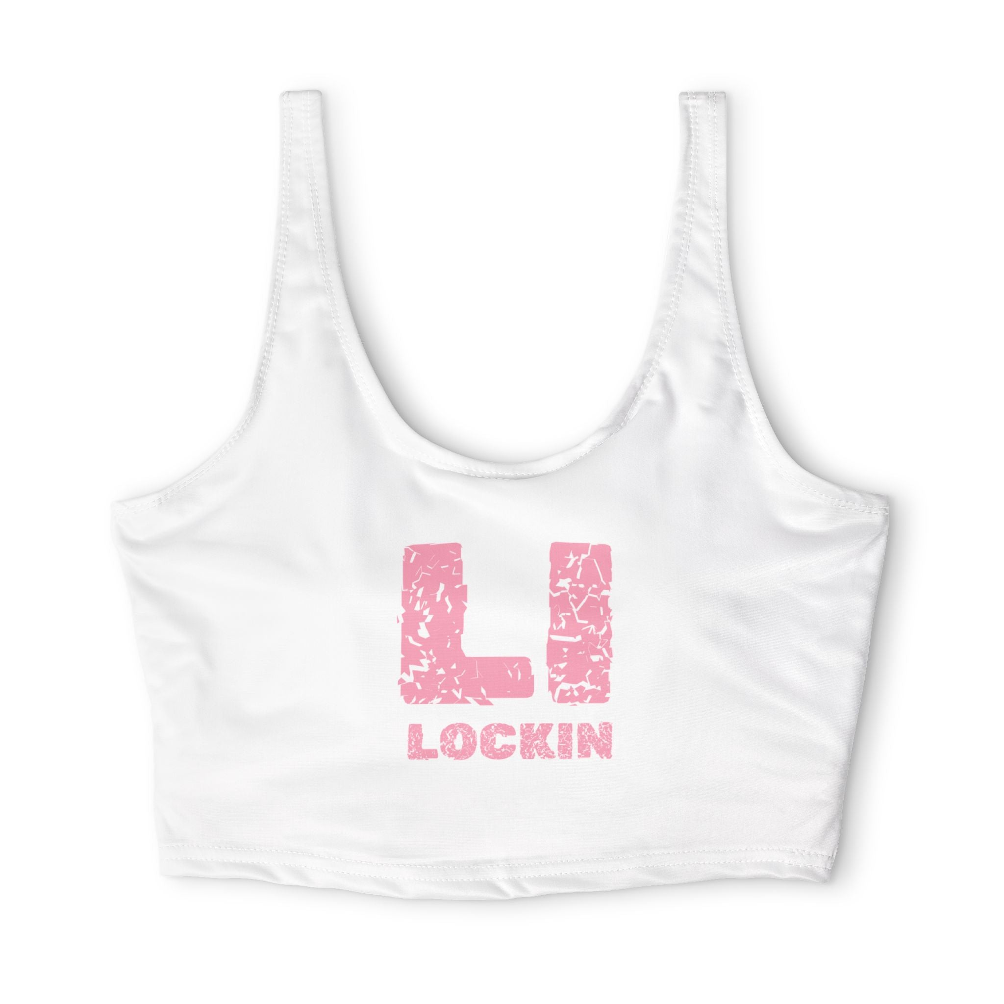 Lockin Sports Bra — "Lockin Level Up Repeat" Pink Motivational Workout Crop