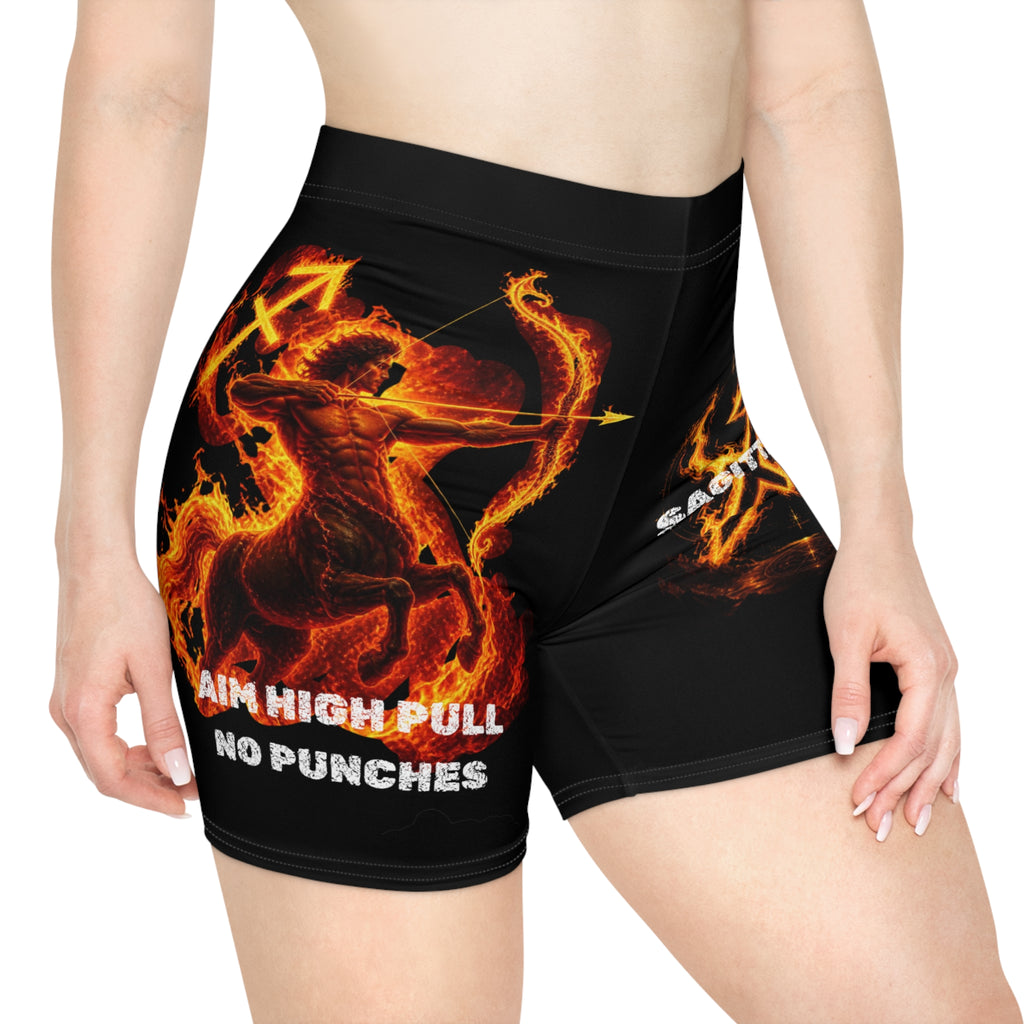 Sagittarius Fire Archer Women's Biker Shorts — Zodiac Astrology Activewear
