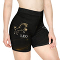 Leo Zodiac Biker Shorts — Women's Astrological Black Cycling Shorts
