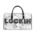 Travel Duffle Bag — Distressed 'LOCKIN' Faux Leather Weekender