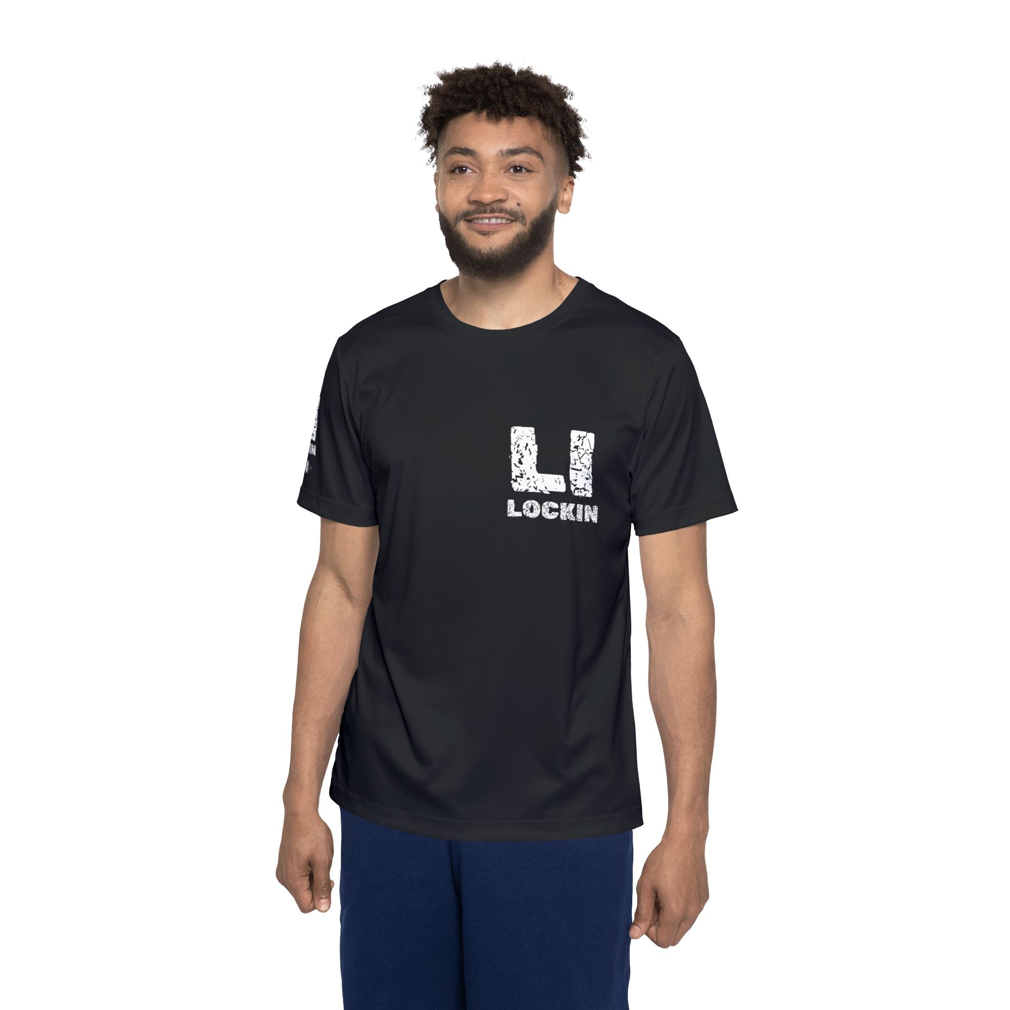 Lockin Graphic Sports Jersey — Men’s Athletic Tee with Vertical Back Text