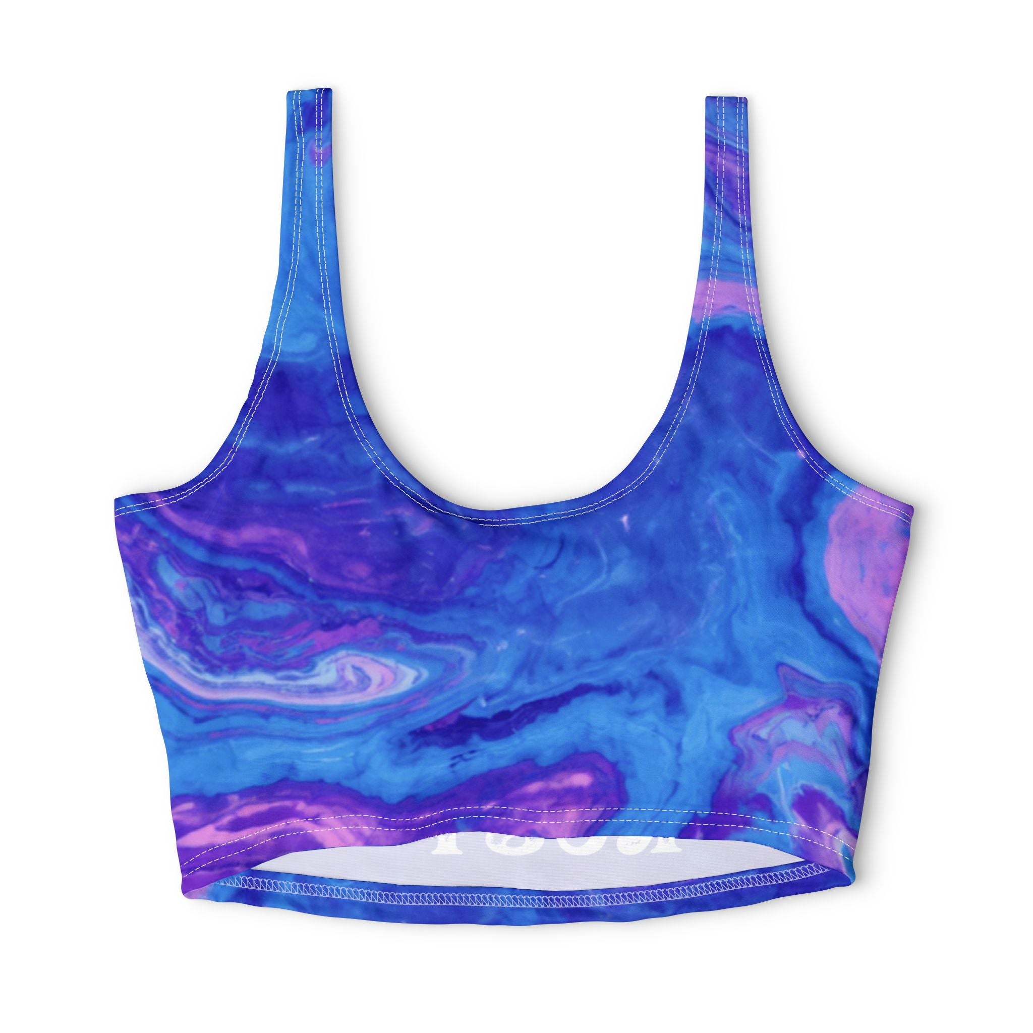Thrust or Rust Marble Sports Bra — Purple Blue Swirl Activewear