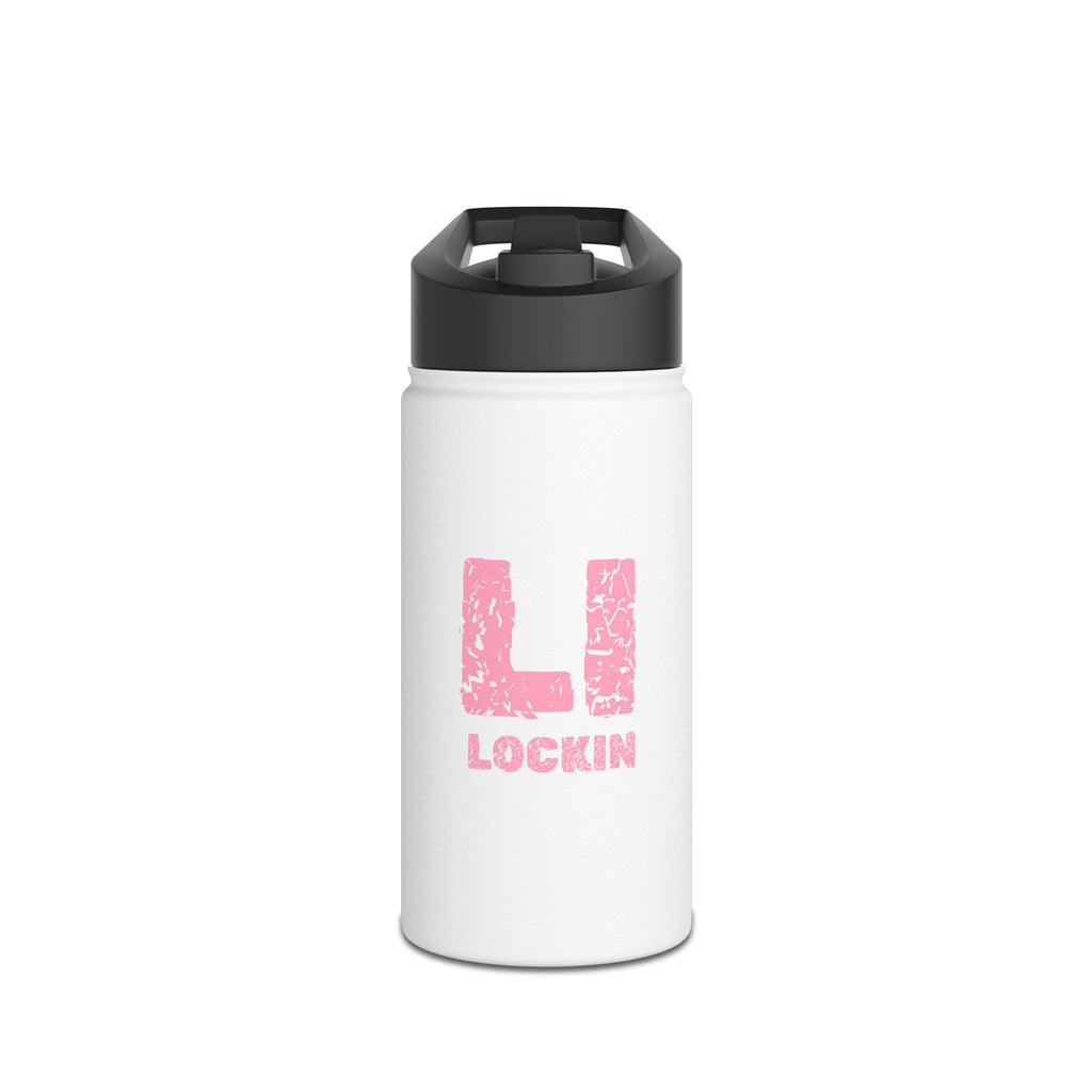 Stainless Steel Water Bottle — 'Li Lockin' Pink Distressed Logo