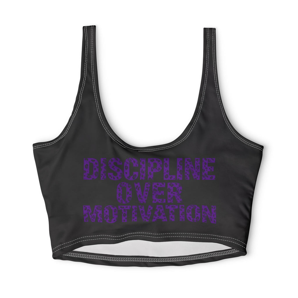 Sports Bra — "LOCKIN" / "Discipline Over Motivation" Motivational Workout Crop
