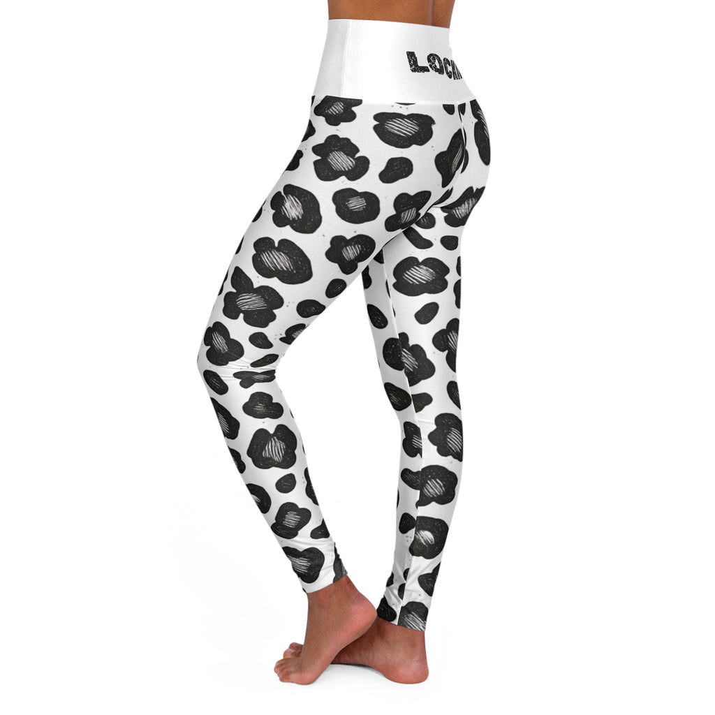 High-Waist Leopard Print Yoga Leggings — 'Lockin' Waistband Activewear