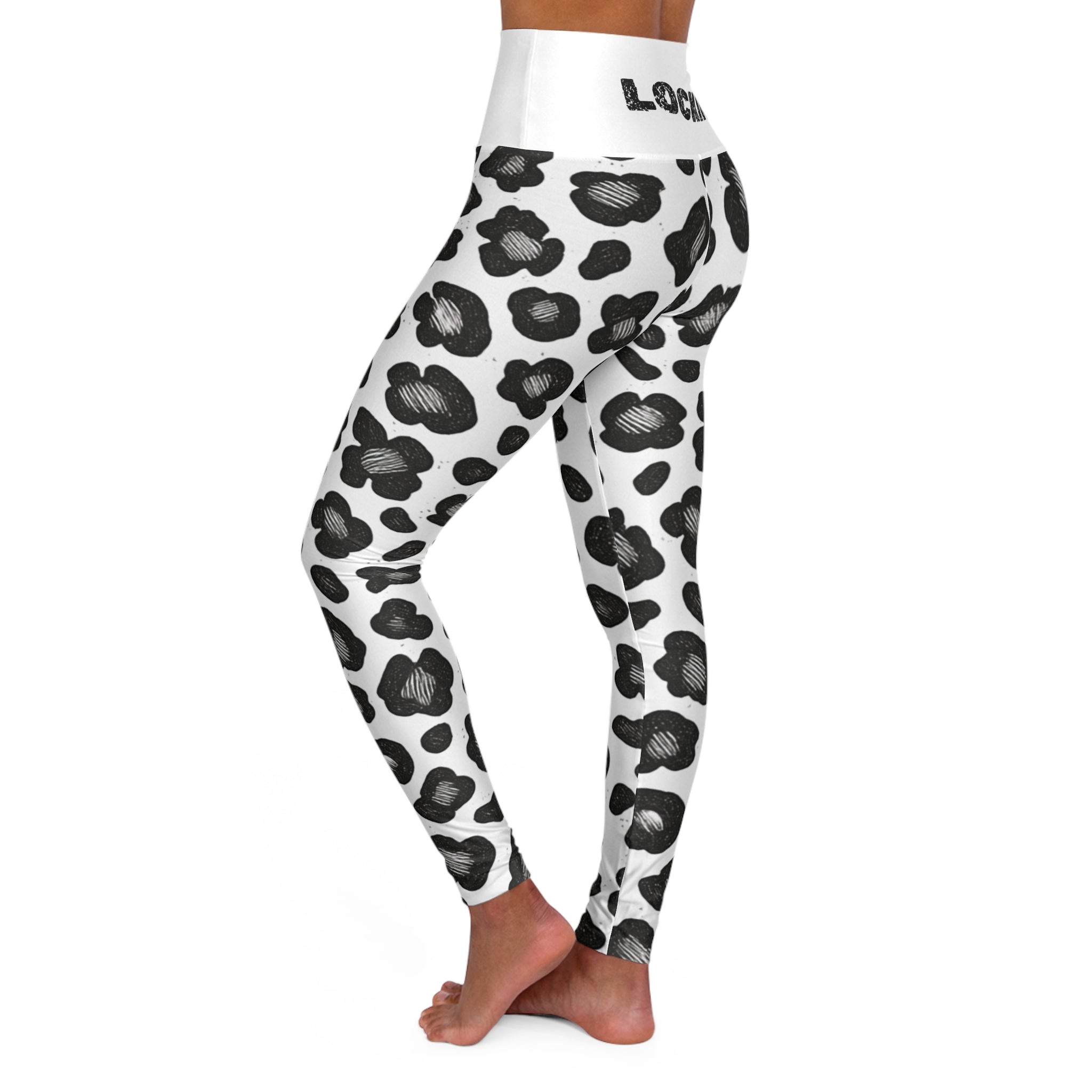 High-Waist Leopard Print Yoga Leggings — 'Lockin' Waistband Activewear