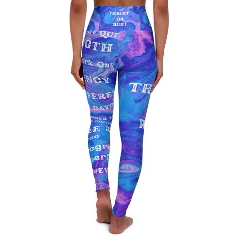 Blue Marble High-Waisted Yoga Leggings — Motivational Text Activewear