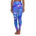 Blue Marble High-Waisted Yoga Leggings — Motivational Text Activewear