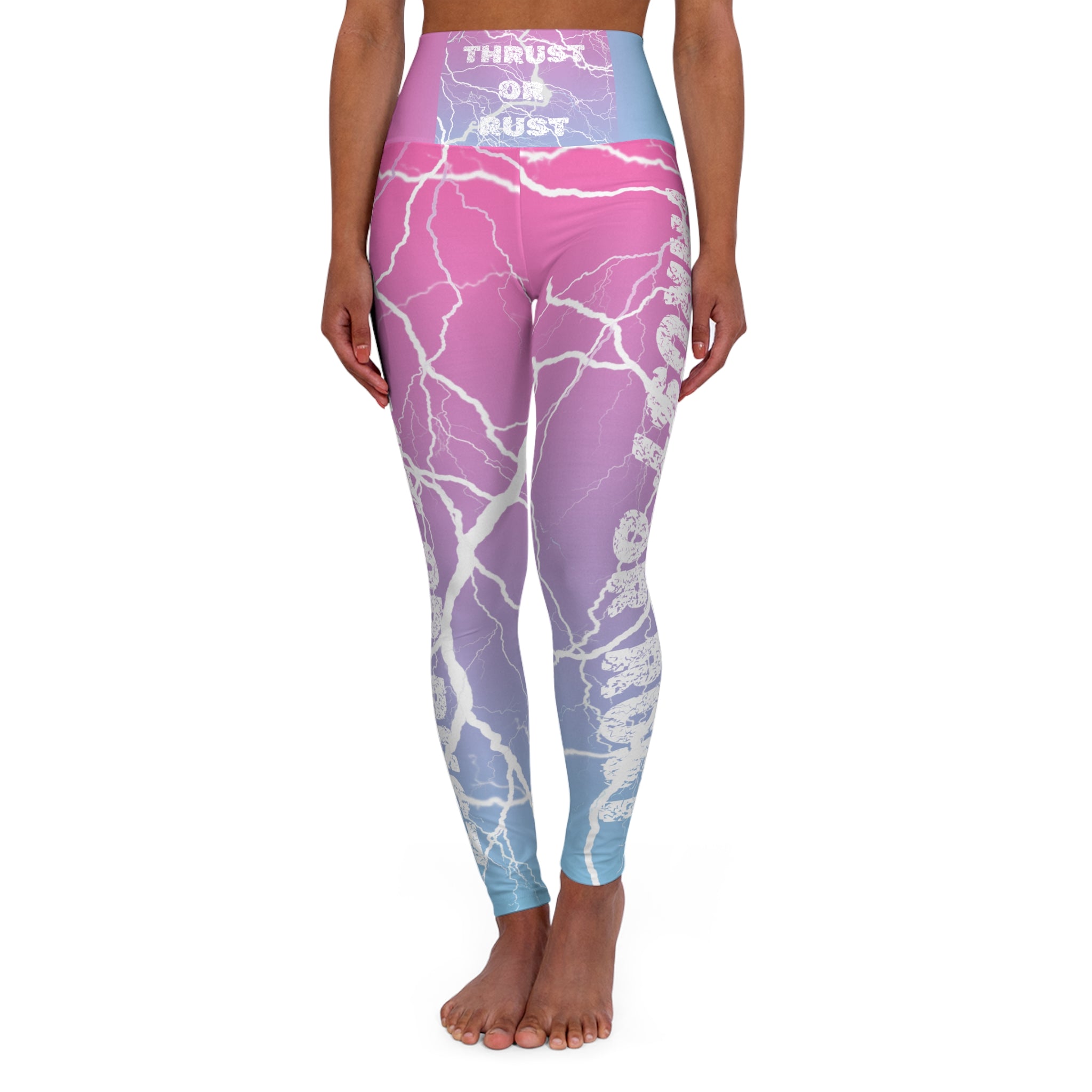 Lightning Gradient High-Waist Yoga Leggings — "Thrust or Bust" Activewear