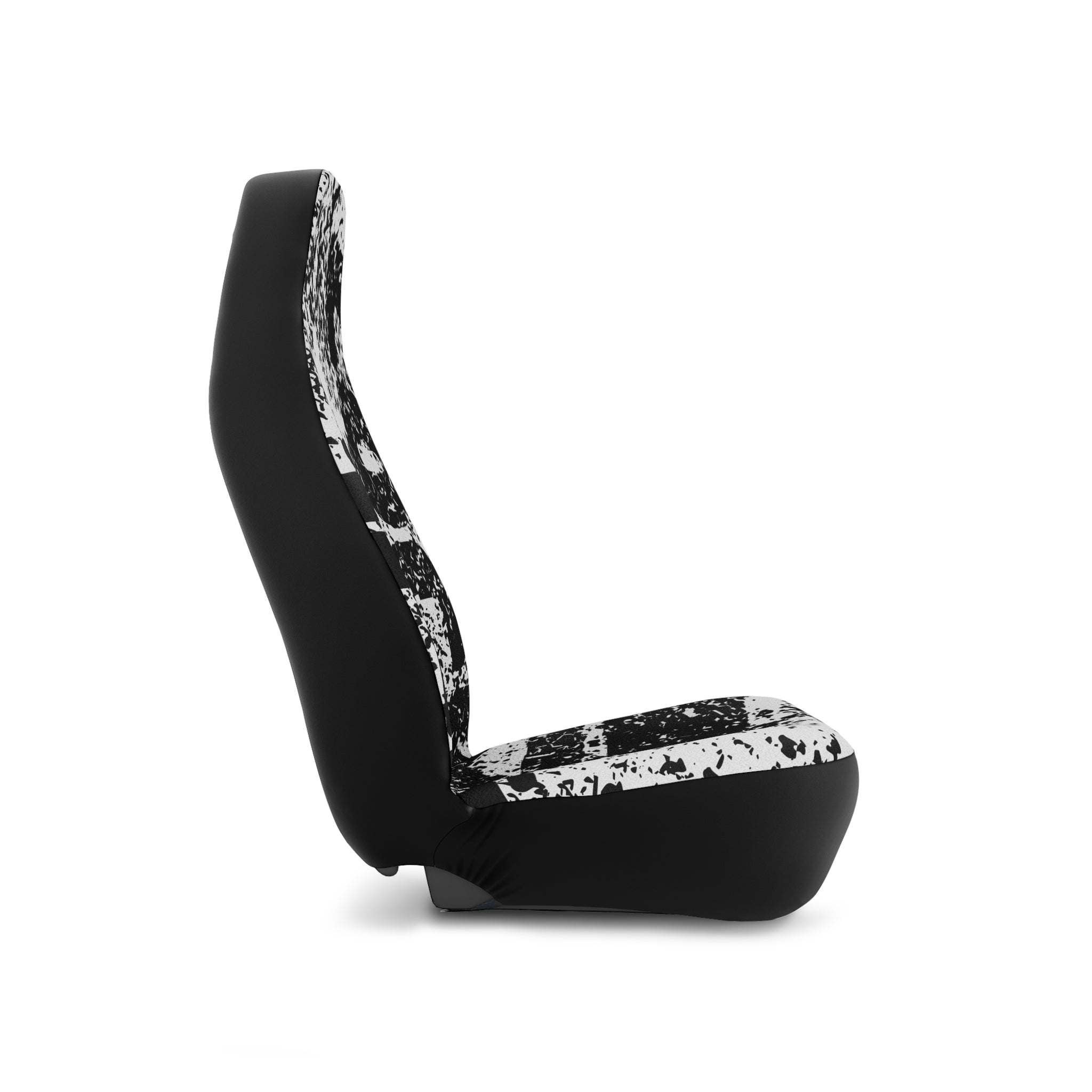 Grunge Black & White Car Seat Covers — Distressed Typography Design
