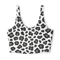 Leopard Spot Sports Bra — Black & White Animal Print Crop Top