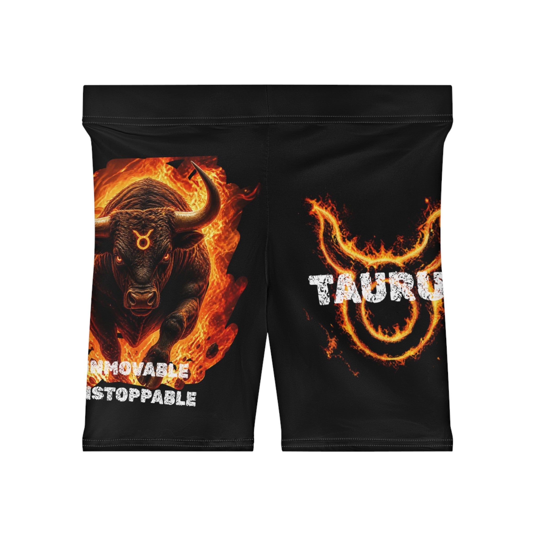 Taurus Fire Zodiac Biker Shorts — Unmovable Unstoppable Astrology Activewear