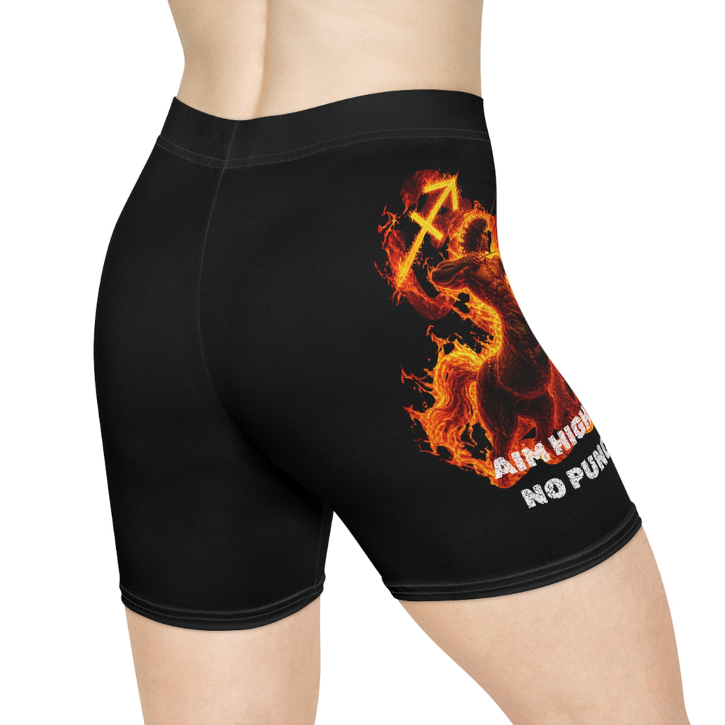 Sagittarius Fire Archer Women's Biker Shorts — Zodiac Astrology Activewear