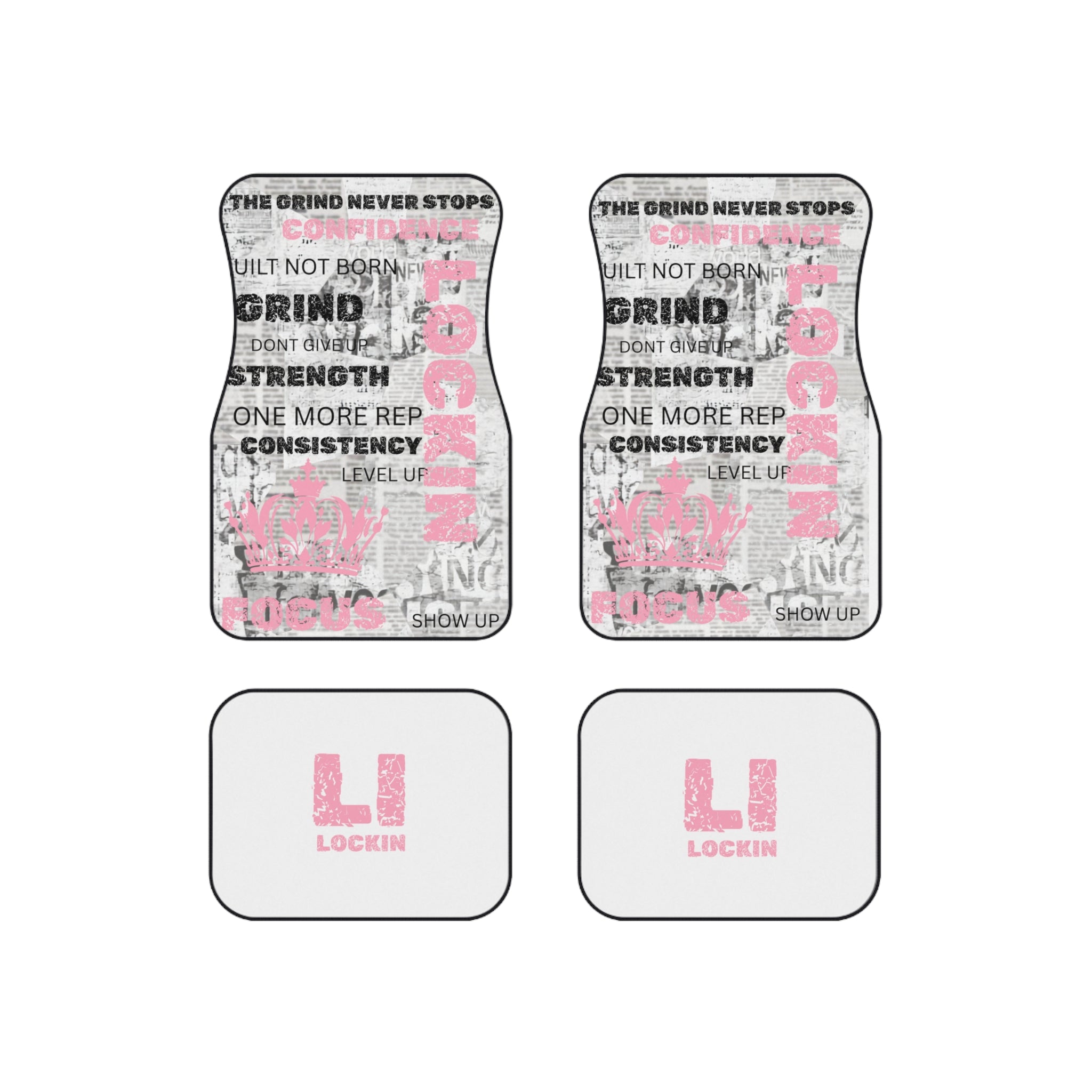 Motivational 'Lockin' Fitness Car Floor Mats (Set of 4)