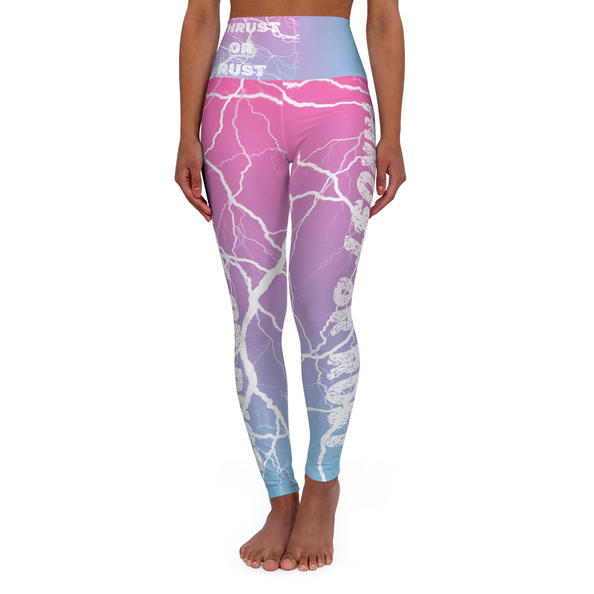 Lightning Gradient High-Waist Yoga Leggings — "Thrust or Bust" Activewear