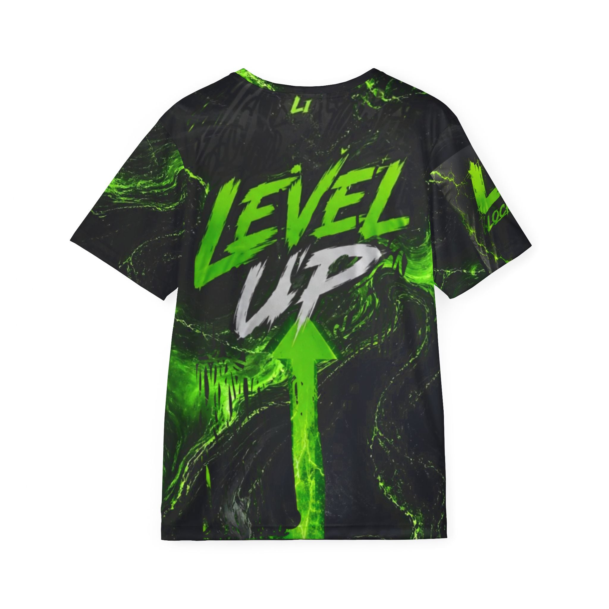 Men's Sports Jersey – 'Level Up' Green Marble Gaming Jersey
