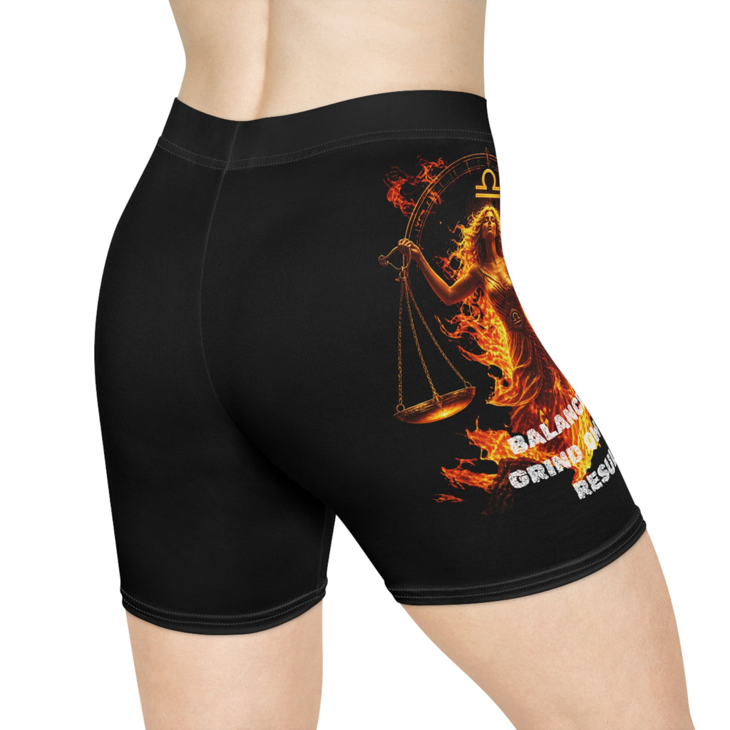 Libra Zodiac Biker Shorts — Fiery Scales Astrology Workout Shorts