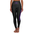 High-Waist Yoga Leggings — "Lockin' In" Purple Leopard Side Print