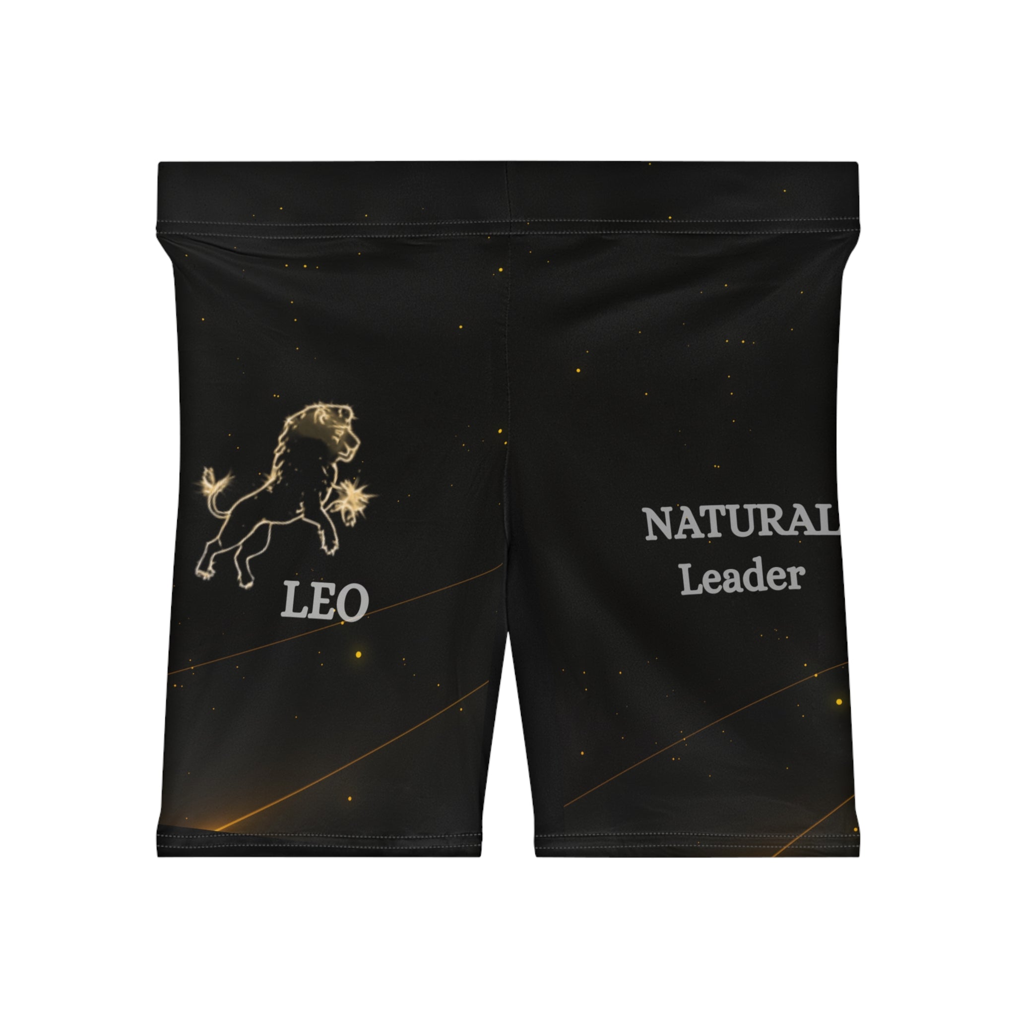 Leo Zodiac Biker Shorts — Women's Astrological Black Cycling Shorts