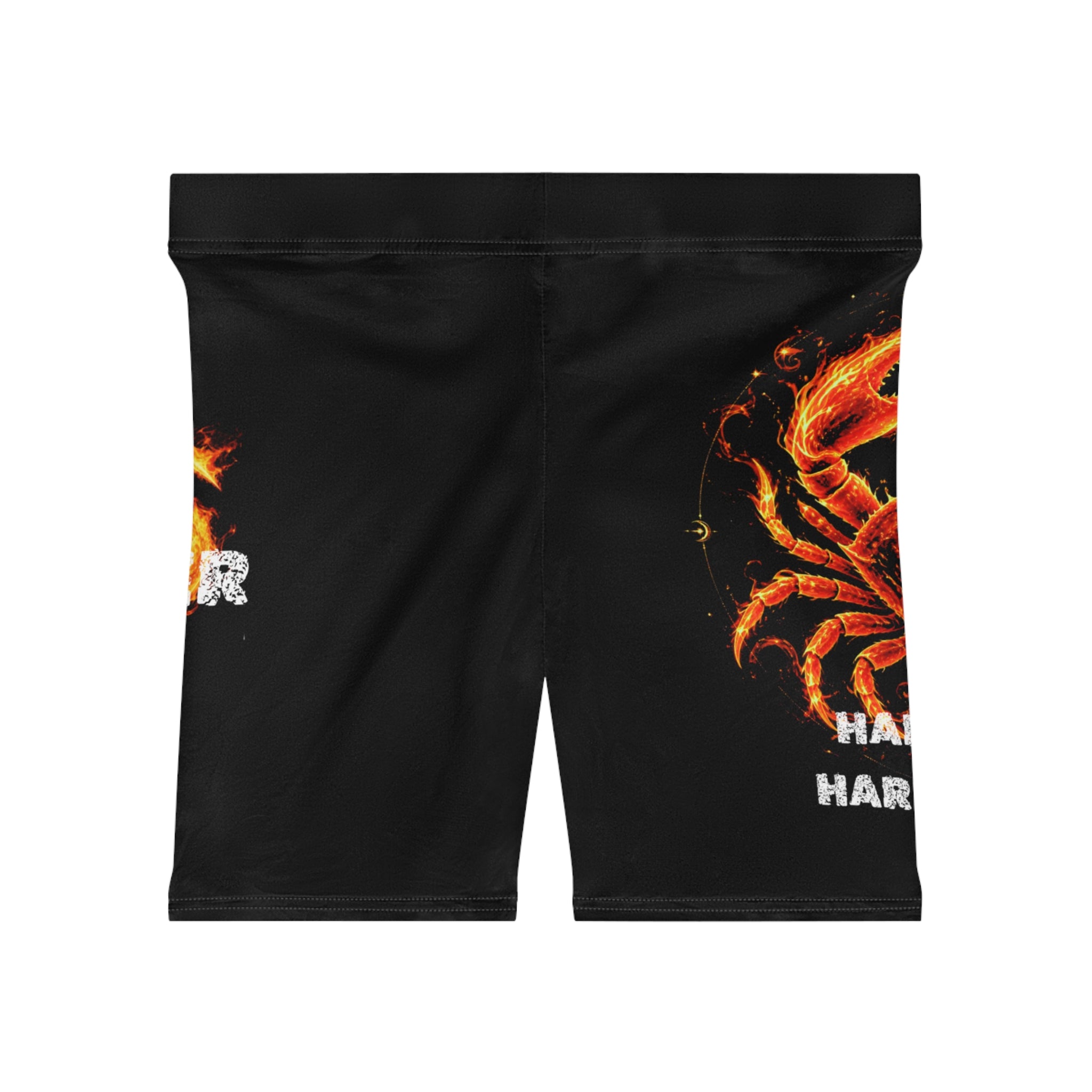 Cancer Zodiac Flame Cyclone Biker Shorts — 'Grind Harder' Fiery Horoscope Activewear