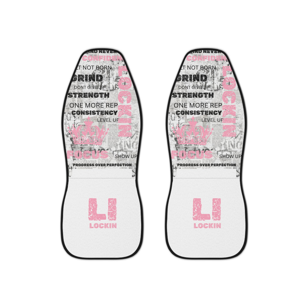 Car Seat Covers — Motivational Fitness Typography Pink Design