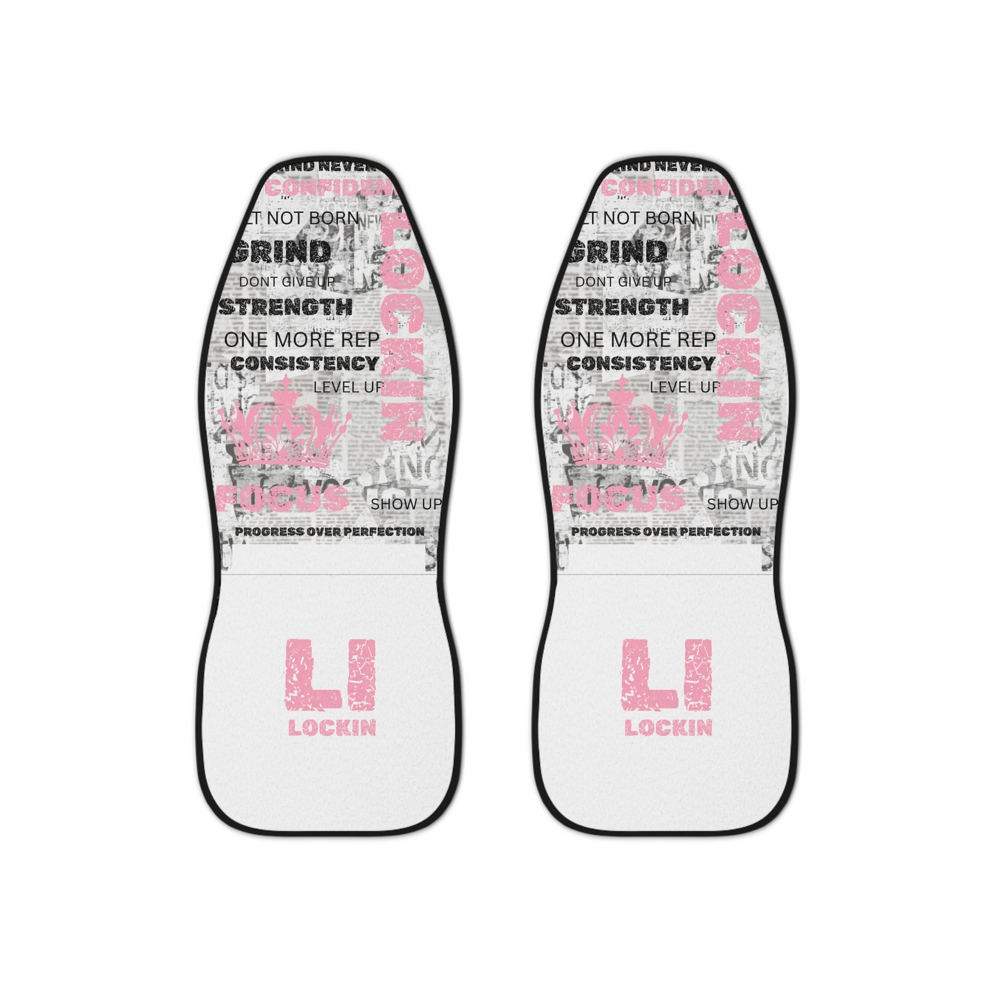 Car Seat Covers — Motivational Fitness Typography Pink Design