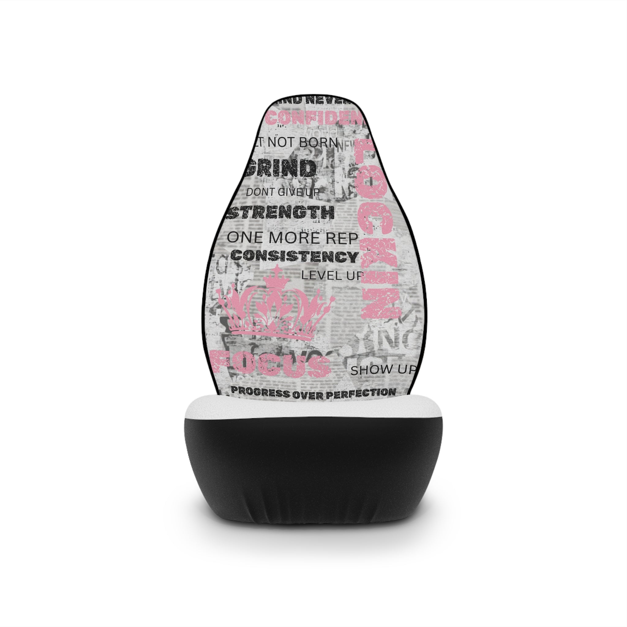 Car Seat Covers — Motivational Fitness Typography Pink Design