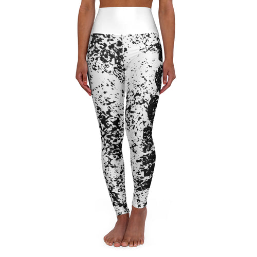 High-Waist Black & White Marble Yoga Leggings