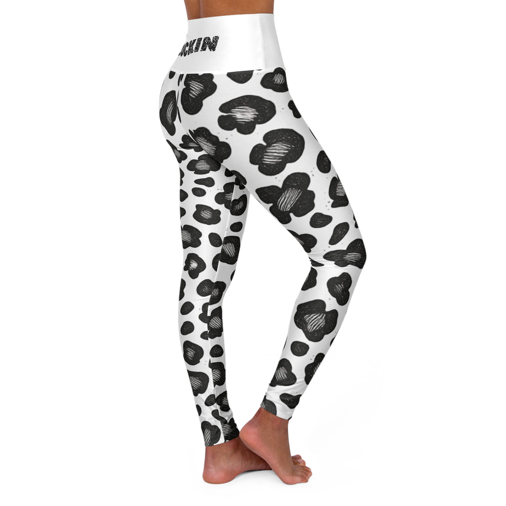 High-Waist Leopard Print Yoga Leggings — 'Lockin' Waistband Activewear