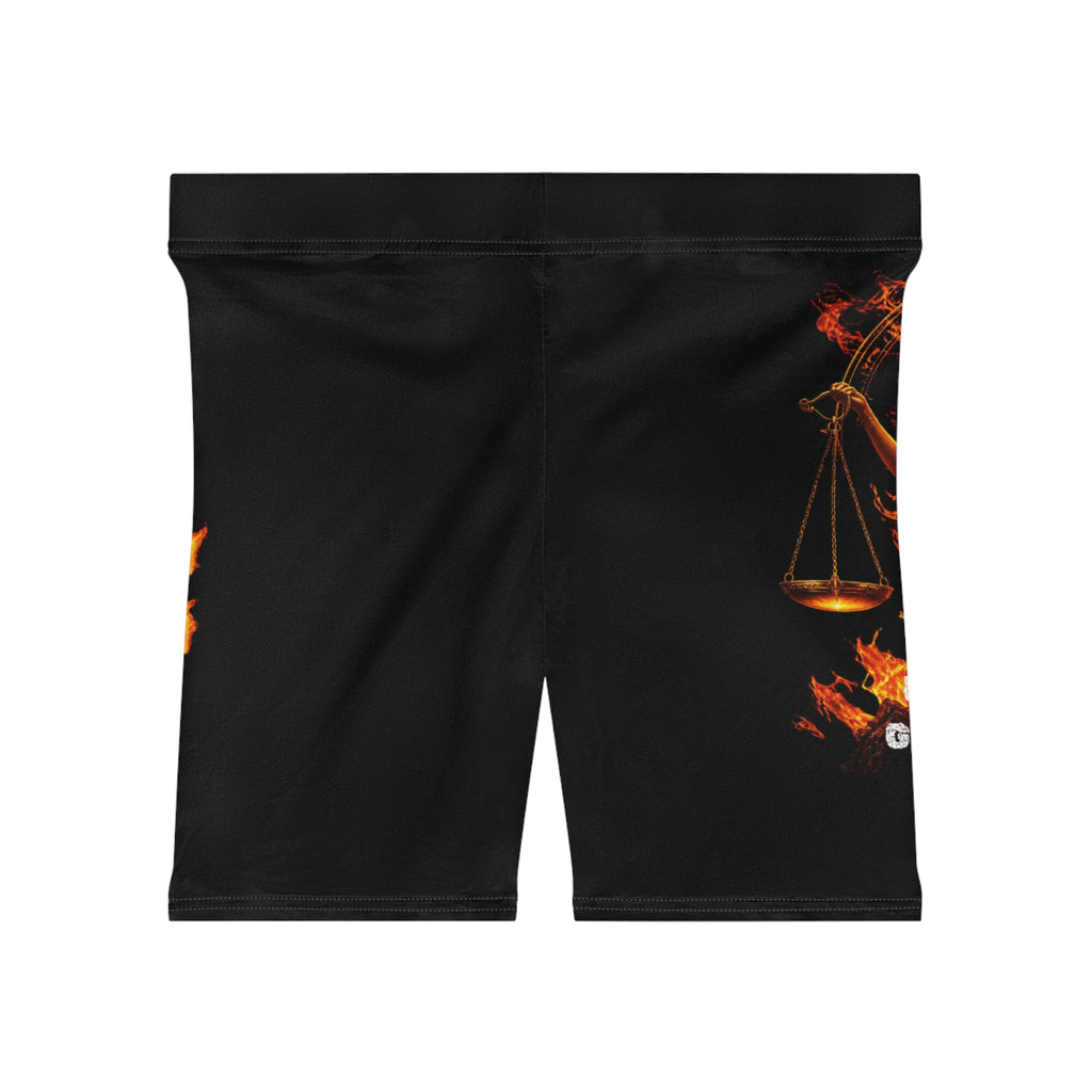 Libra Zodiac Biker Shorts — Fiery Scales Astrology Workout Shorts