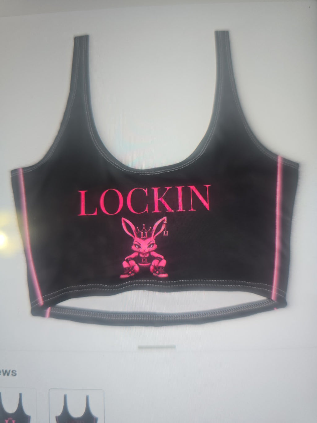 Lockin Pink Logo Sports Bra — Women's Crop Athletic Top