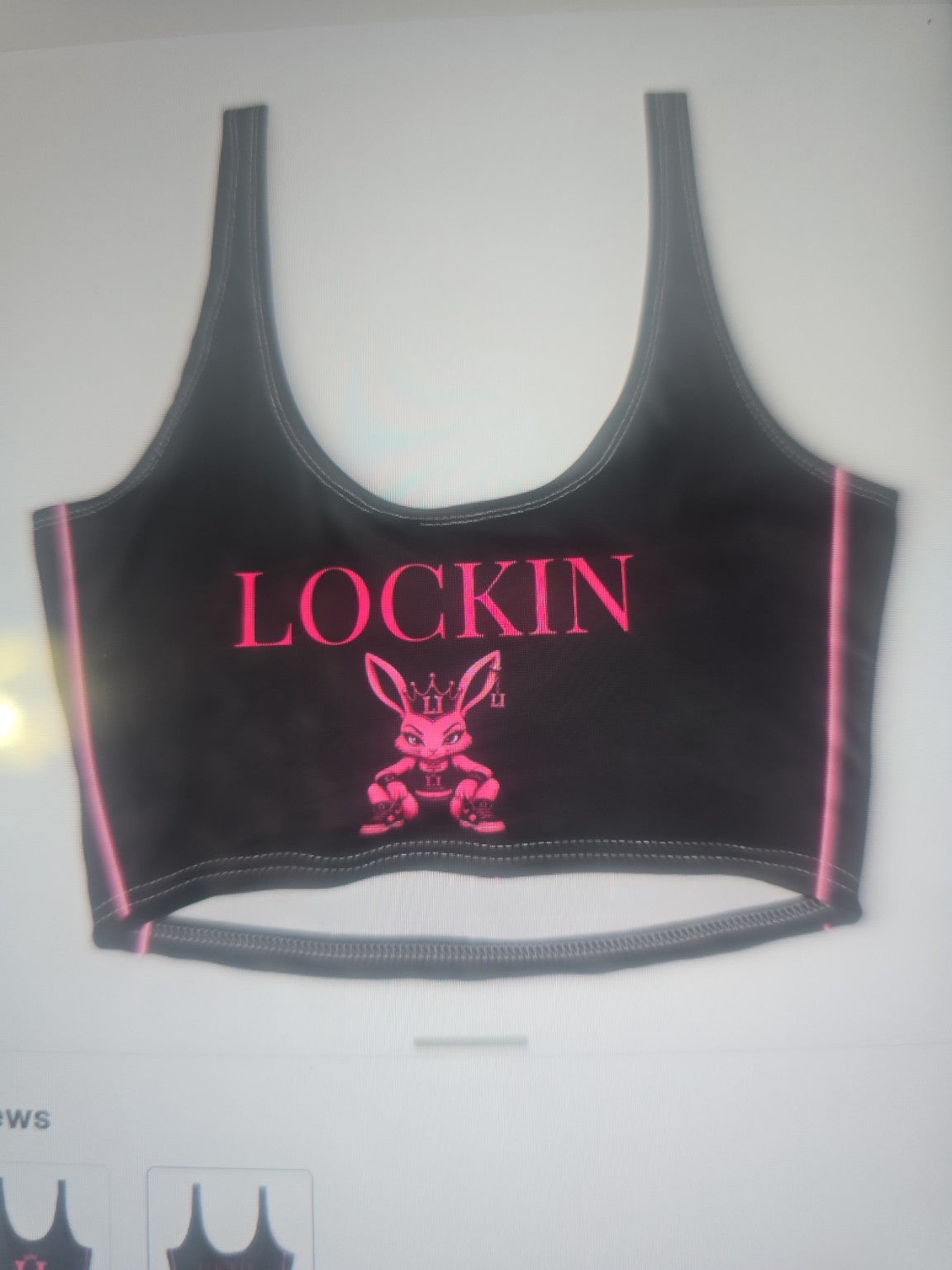 Lockin Pink Logo Sports Bra — Women's Crop Athletic Top
